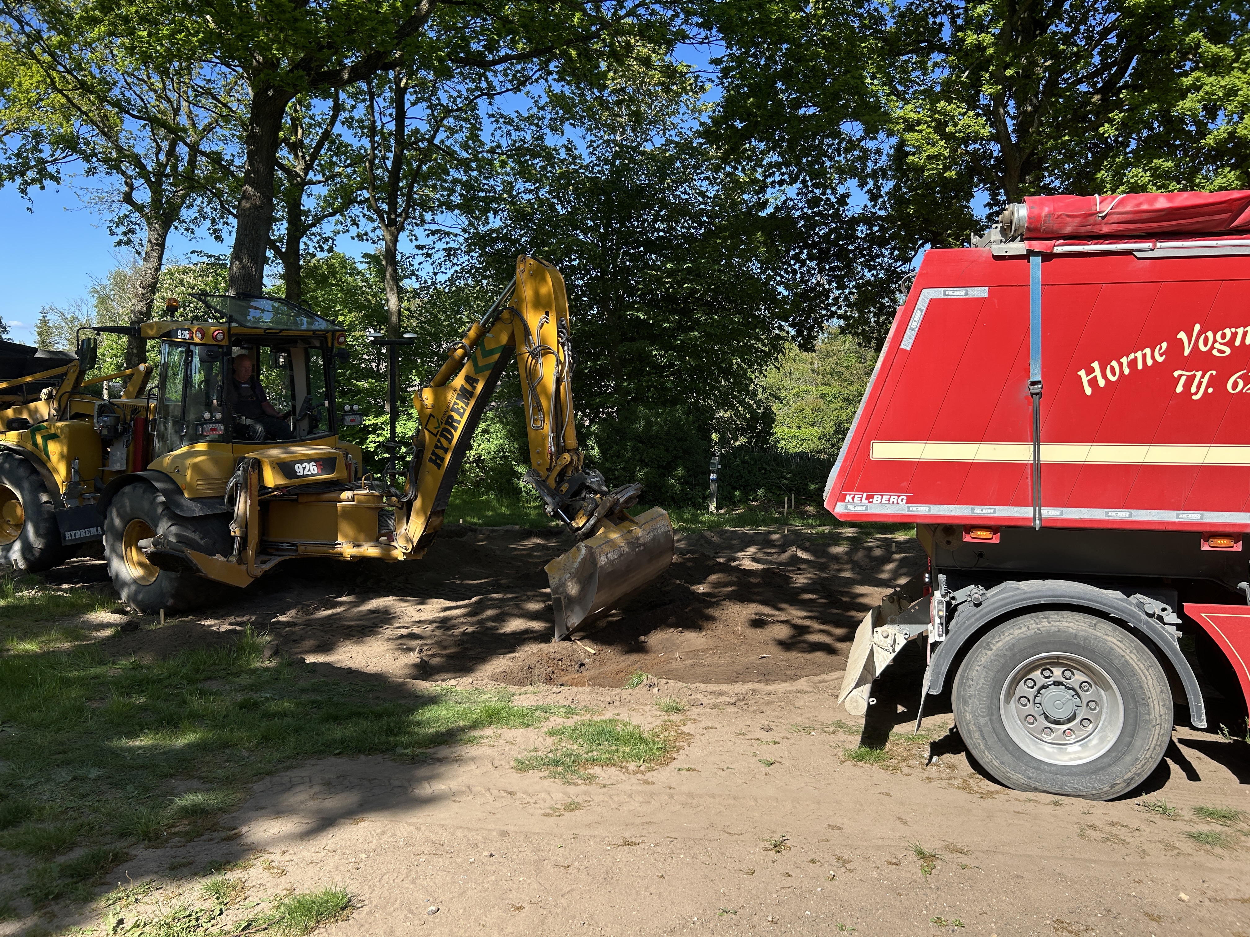 Artificial grass installation — excavation and laying in progress